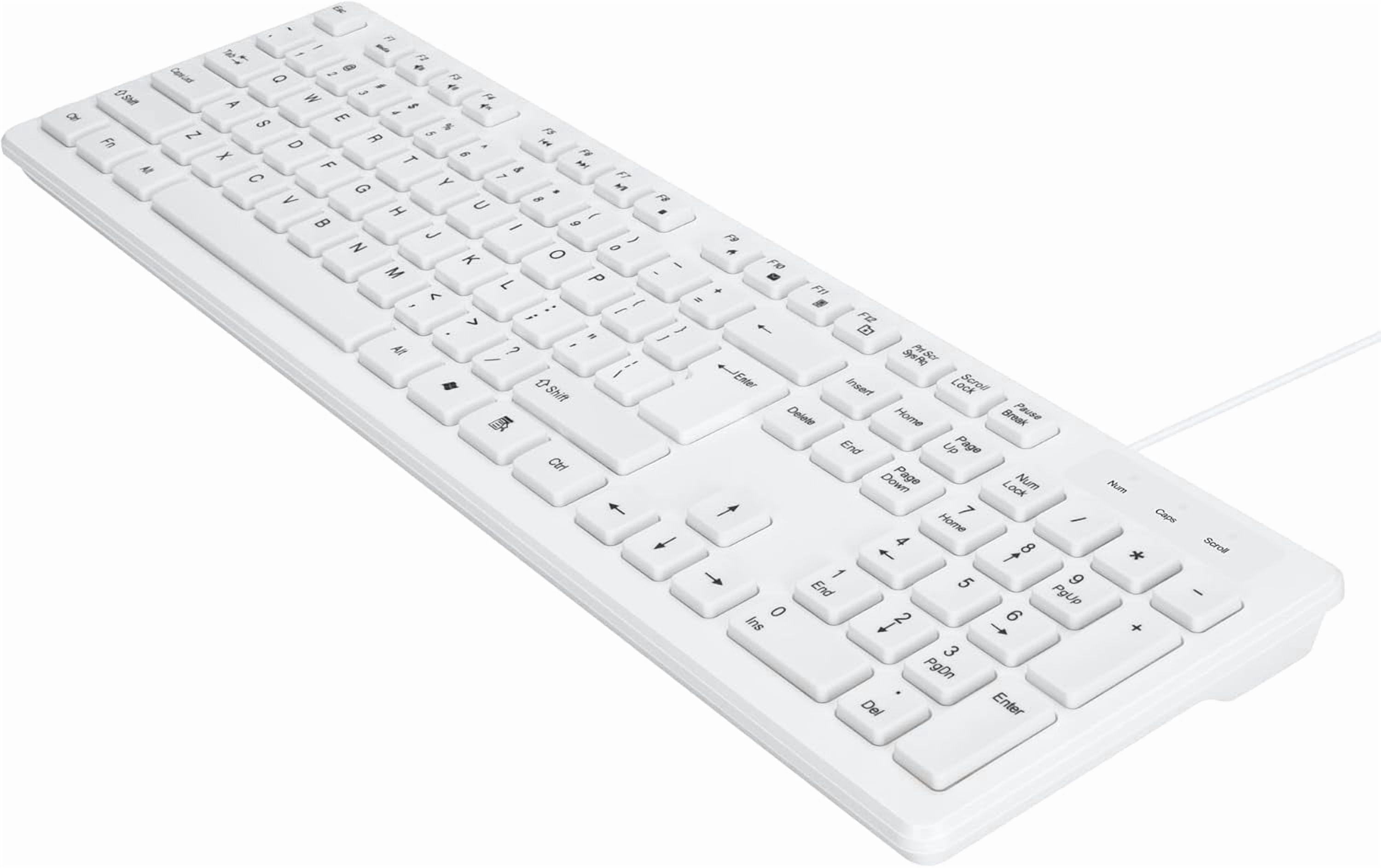 MCSaite Wired White USB 104 Keys Computer Keyboard with Stands,Waterproof - US Layout Compatible for Windows, PC, Laptop