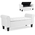 thumbnail image 3 of AVAWING Upgraded Armed Storage Bench, Leather Upholstered Ottoman for Living Room & Bedroom, White, 3 of 9