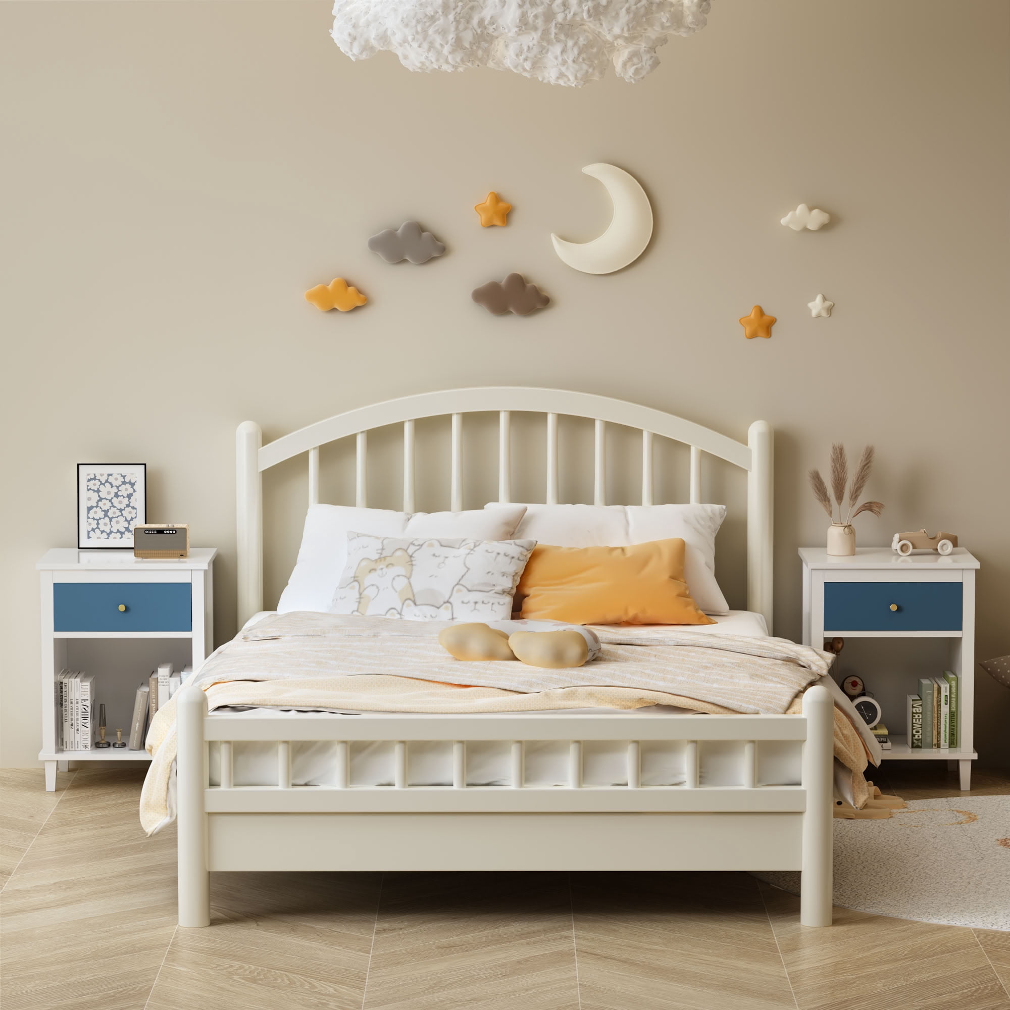 MAYEERTY 26.77" H Nightstand with Drawer & Open Shelf, Wooden Bedside End Side Table, for Kids Adults Bedroom Living Room Small Apartment Dorm