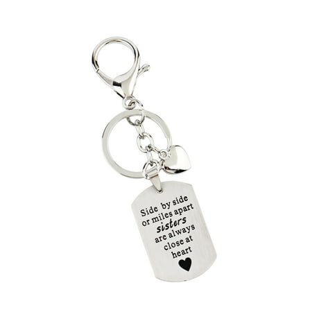 Side by Side or Miles Apart Sisters Key Chain Best Friends Are the Sisters We Choose Key (Best Friends Keychains For Adults)