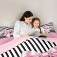 thumbnail image 4 of spefrowx Glam Style Pink Bow Queen Comforter Set for Kids Girls, Black Stripe Polka Dot Comforter Sets Queen, Pink Reversible, 3 Pieces, 1 Comforter and 2 Pillowcases, 4 of 6