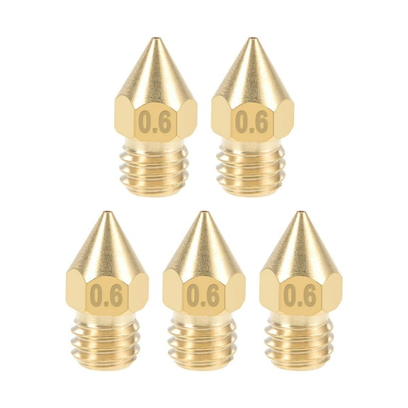 0.6mm 3D Printer Nozzle Head M6 Thread for MK8 1.75mm Extruder Print, Brass 5pcs