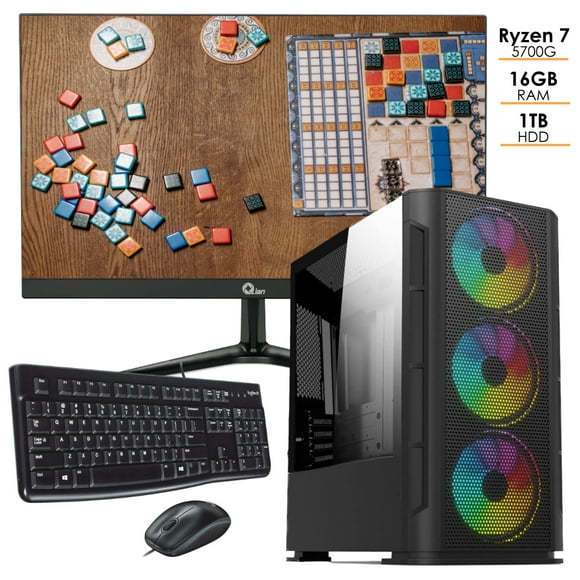 Computadora Gamer Ryzen 7 5700G AMD  HDD 1TB RAM 16GB Radeon monitor 21.5" 80 plus