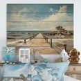 thumbnail image 2 of Designart "Pier peaceful Horizon I" Coastal Pier Print on Natural Pine Wood, 2 of 5