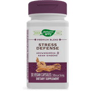 Nature's Way Stress Defense, Ashwagandha & Ginseng, Vegan, 30 Capsules
