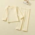 thumbnail image 2 of Hjtefg Kids' Sleepwear Set - Cozy Long-Sleeve Top & Pants, Soft Toddler Pajama Outfit for Boys & Girls, Comfortable 2-Piece Home Clothes for Play & Relaxation,Color: Beige Size: 3-4 Years, 2 of 4
