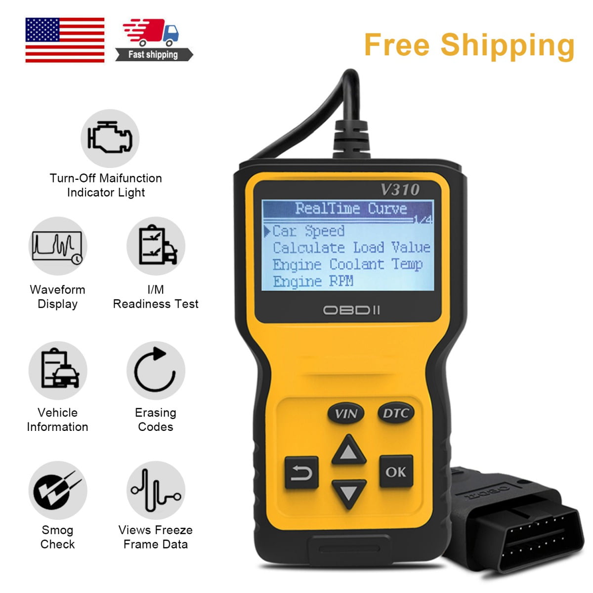 LAUNCH CR319 Auto CAN OBD2 Scanner Car Code Reader Engine Fault Diagnostic Tool 