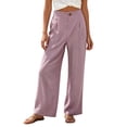 thumbnail image 4 of JUUNthy Wide Leg Pants for Womens, with Pockets Lightweight High Rise Pull On Vacation Casual Palazzo Trousers Navy Blue XL, 4 of 16