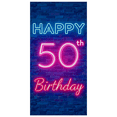 thumbnail image 2 of Neon Style Happy 50th Birthday Banner Background Party Decoration Backdrop Photography Props Birthday Party Supplies, 2 of 8
