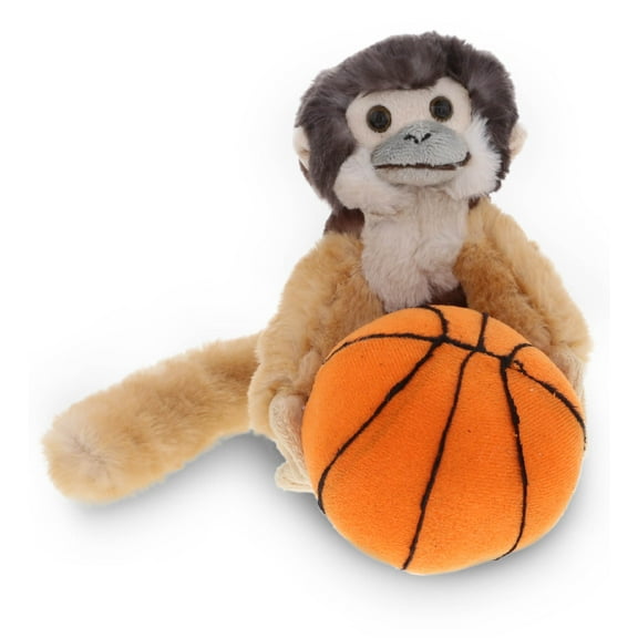 DolliBu Squirrel Monkey Stuffed Animal with Basketball Plush - Soft Plush Huggable Squirrel Monkey, Adorable Playtime Plush Toy, Cute Wildlife Gift, Basketball Plush Toy for Kids, Adults - 12.5 Inch