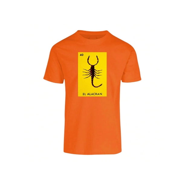 Playera Blusa de El Alacran De La Loteria Mexicana Tradicion Mexicana Mexico Color Anaranjado Talla Grande Marca Emil SaEs