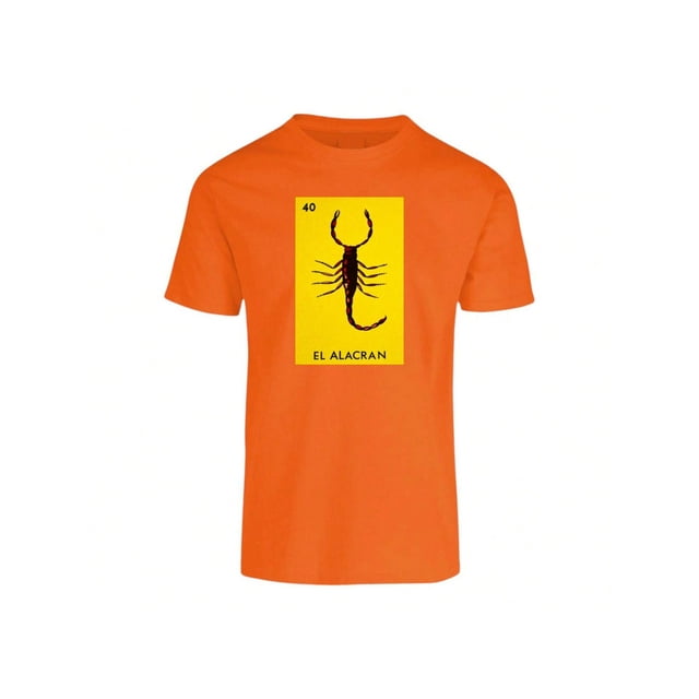 Playera Blusa de El Alacran De La Loteria Mexicana Tradicion Mexicana Mexico Color Anaranjado Talla Grande Marca Emil SaEs