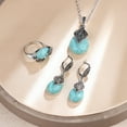 thumbnail image 3 of Yesbay Leaf Water Drop Faux Turquoise Pendant Necklace Ring Earrings Women Jewelry Set,Blue US 10, 3 of 7