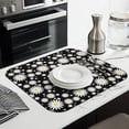 thumbnail image 3 of Floral Dish Rack Mat for Kitchen Countertop Daisy Print Microfiber Pad Absorbent Foldable Spring Summer Drainer Mat 16x18 Inch, 3 of 7
