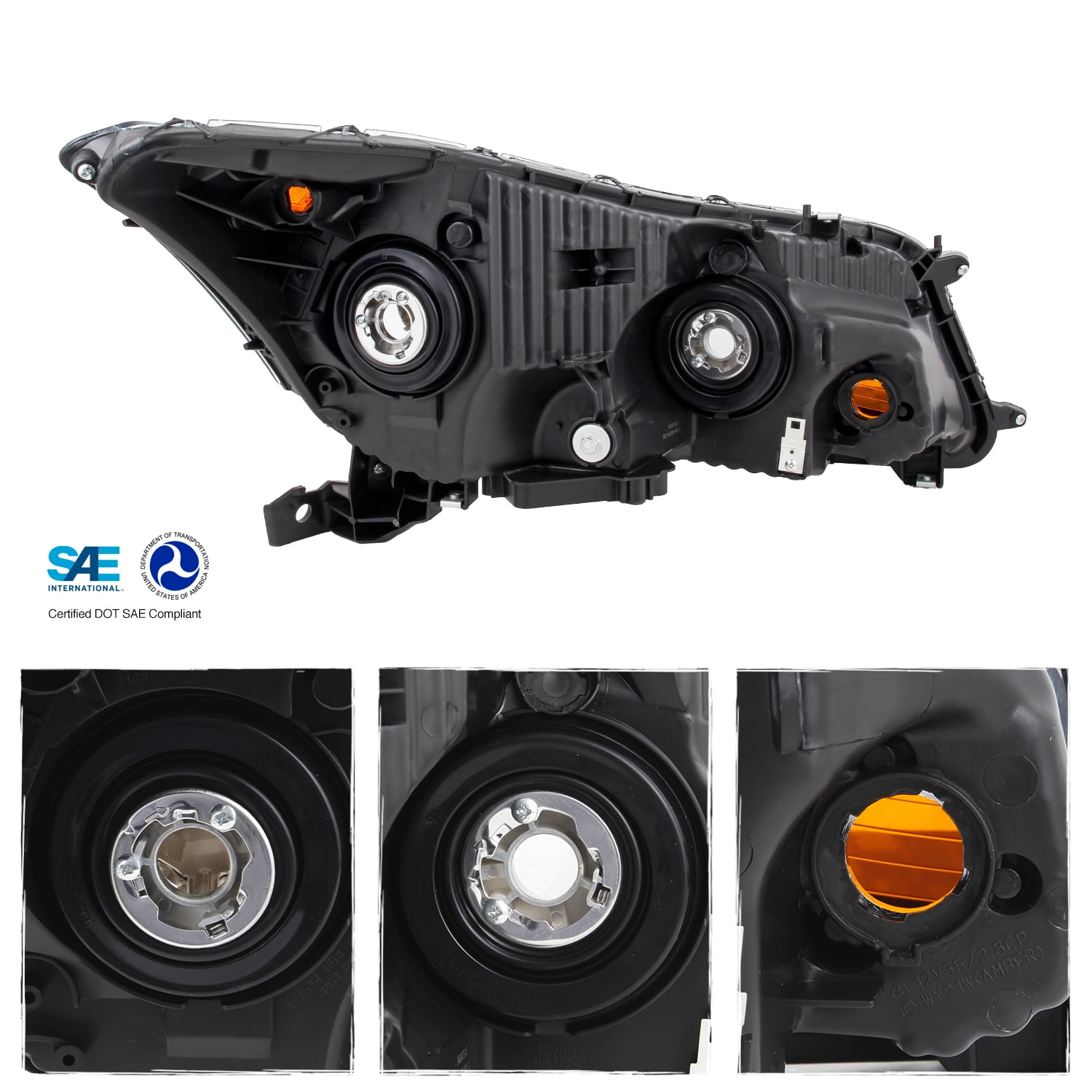 AKKON - Fit 2008 2009 2010 2011 2012 Honda Accord Sedan 08-12 4Dr Headlights Assembly OE Style Black Driver - Passenger