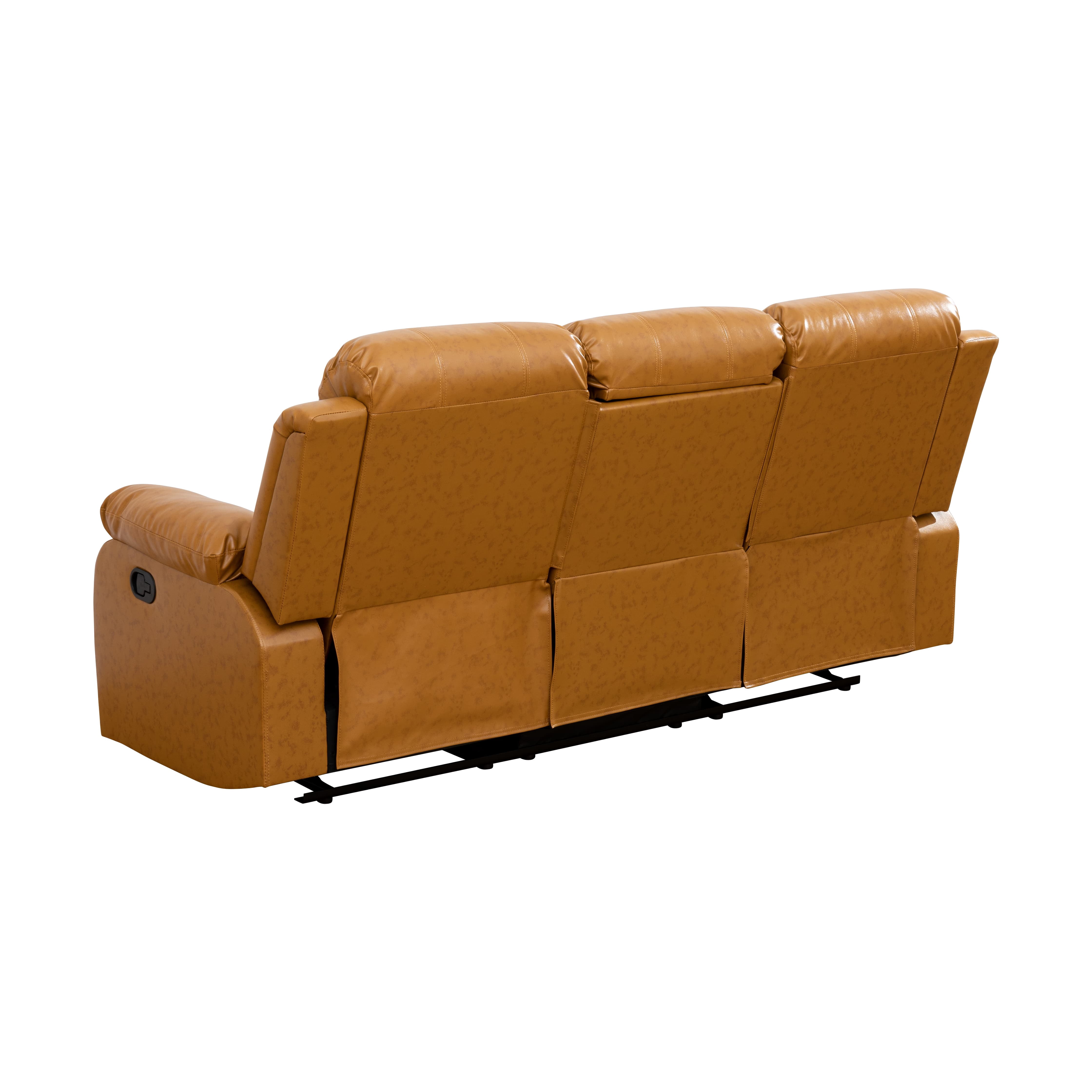 MAYEERTY Reclining Sofa, 3-Seat Wear-Resistant Breathable Fabric Recliner with Reversible Coffee Table for Living Room, Ginger