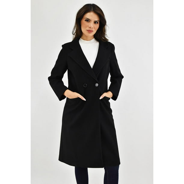Abrigo largo con doble boton Roman Fashion /Juvenil, 2009 (Negro) negro CH