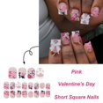 thumbnail image 2 of 24 Pcs Valentines Day Press On Nail Short Square False Nail 3D Bows Stick On Nail French T, 2 of 5