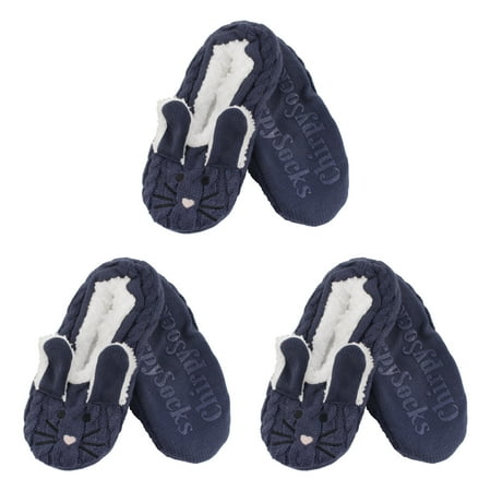 

BambooMN Adult Super Soft Warm Cozy Animal Slippers Blue Rabbit Small 3 Pairs