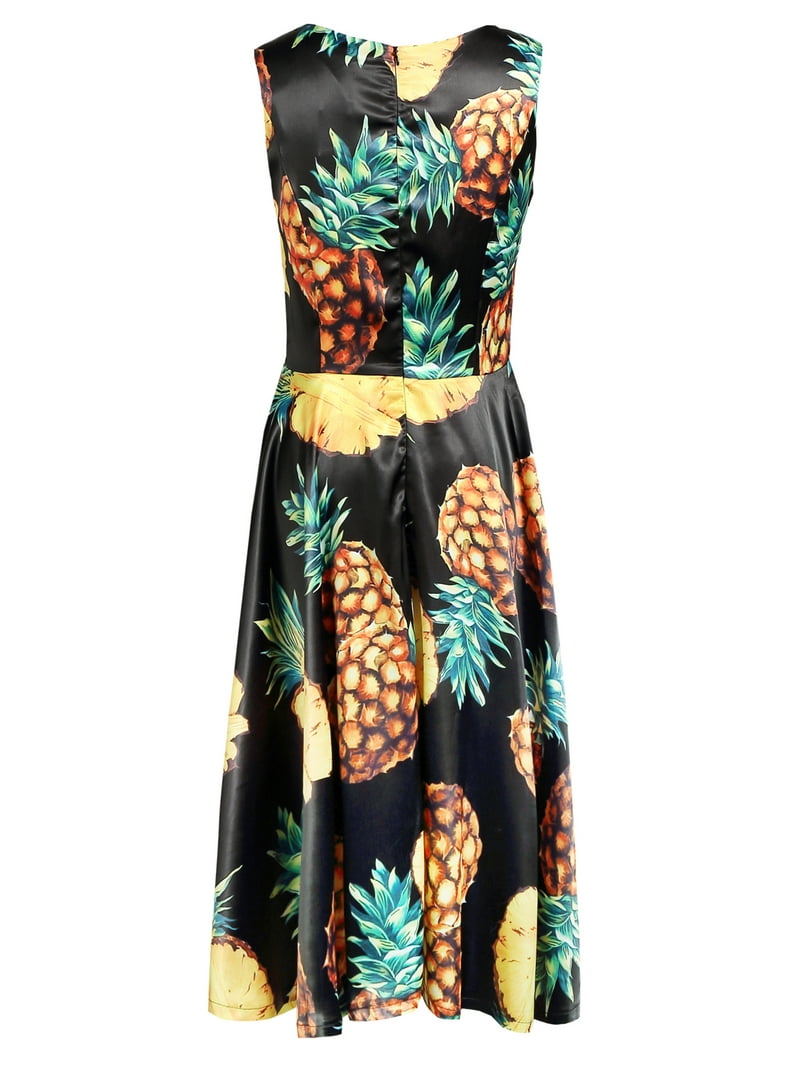 Sslr Womens 50s Sleeveless Vintage Crew Neck Casual Hawaiian Dress, Women's, Size: Small