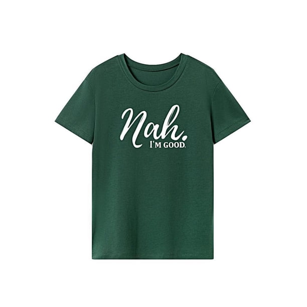 Camiseta de mujer Yinane de Cuello Redondo básica para Vacaciones y viajes, M