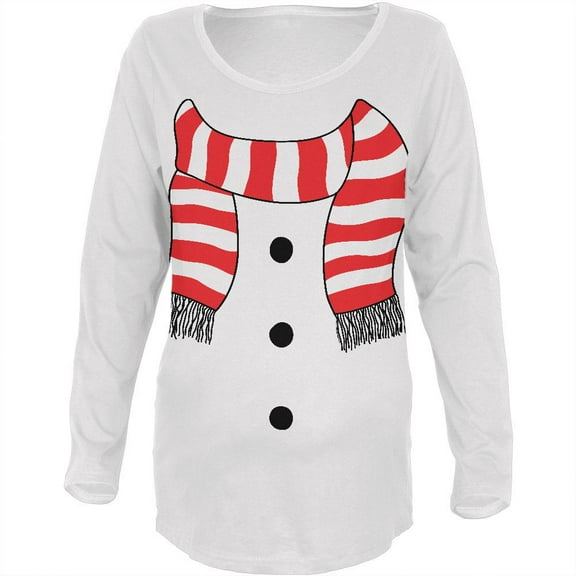 Halloween Snowman Suit Costume White Maternity Soft Long Sleeve T-Shirt - Large