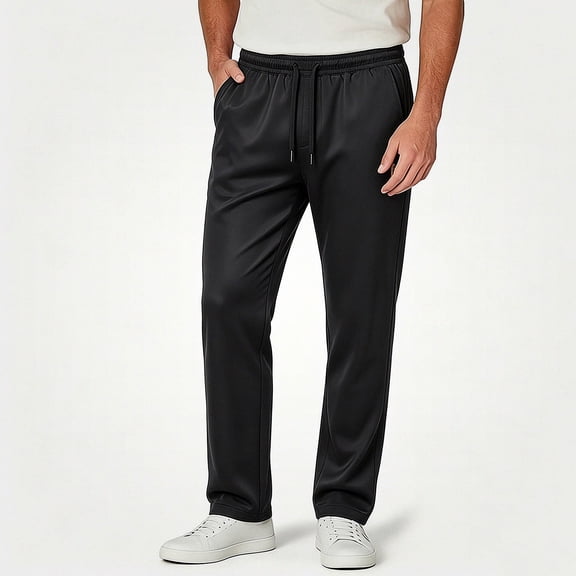 HOMADLES Men's Quick Dry Sweatpants Elastic Waist Drawstring Straight Leg Casual Pants Lightweight Breathable Sports Pants Black Size 5XL