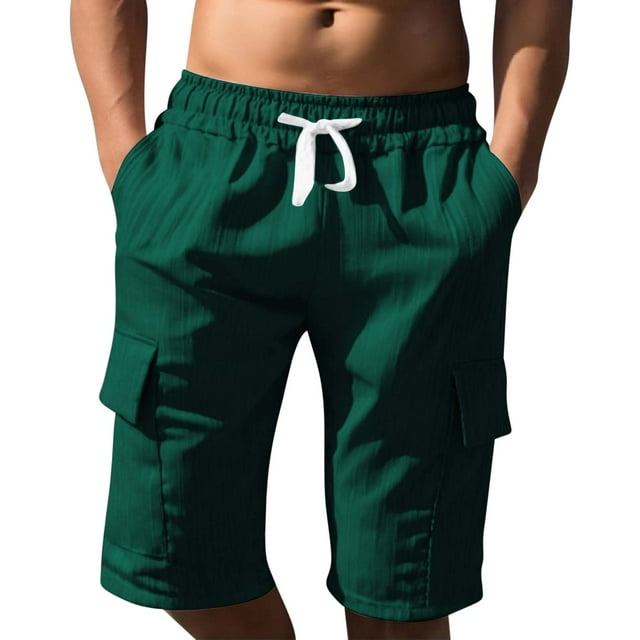 EOYWHK Gym Shorts Men Summer Athletic Running Shorts 5" Inseam Work Shorts Elastic Waist Drawstring Work Shorts with Multi-Pockets
