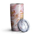thumbnail image 2 of 20oz Tumbler with Lid and Straw Stainless Marble Pink & Gold Steel Vacuum Insulated Water Coffee Tumbler Cup, Double Wall Vacuum Insulated Travel Mug Reusable Tumblers for Ice Drinks, Hot Beverage, 2 of 2
