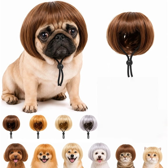 Funny Pet Wig Headband for Dogs & Cats – Cute Costume Accessory for Photos, Parties Holidays, Wigs Costumes Outfit Halloween, Small Medium Large Dog, Cat Cosplay Clothes Accessories