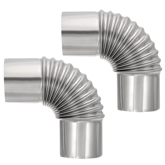 Uxcell 90 Degree Stove Pipe, 2Pcs 2.36Inch Elbow Stainless Steel Chimney Flue Extension for Camping Tent Wood Stove