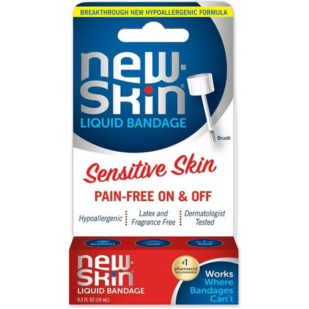 NEW-SKIN Sensitive Skin Hypoallergenic Liquid Bandage for Minor Cuts and Scrapes, 0.3 Ounce