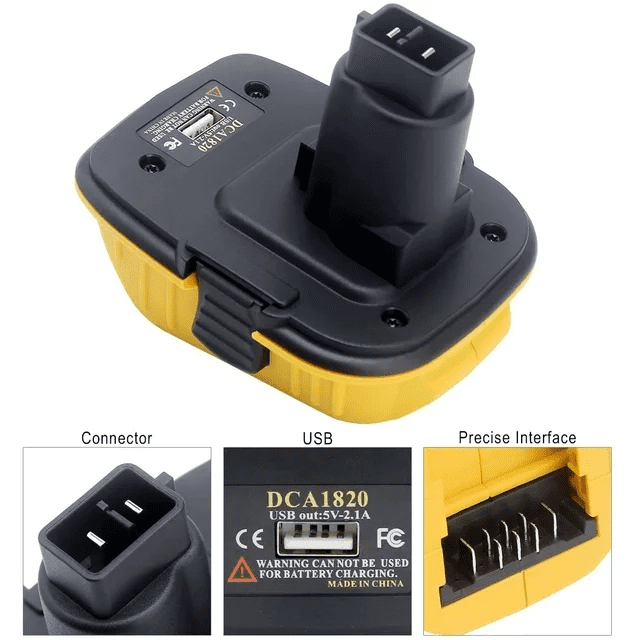 2 Pack Battery Adapter DCA1820 Compatible with Dewalt 18V/20V Lithium Battery Converter to NiCad & NiMh Tools with USB Output Charger Replacement for Dewalt 18V NiCad & NiMh Battery Tools(Black)
