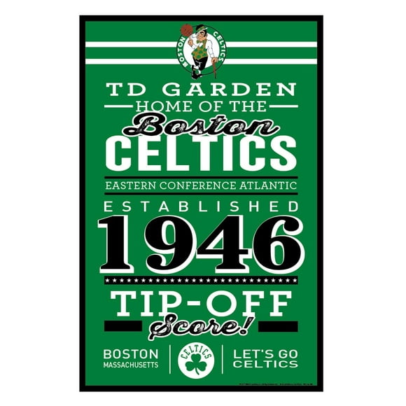 Boston Celtics Sign 11x17 Wood Established Design