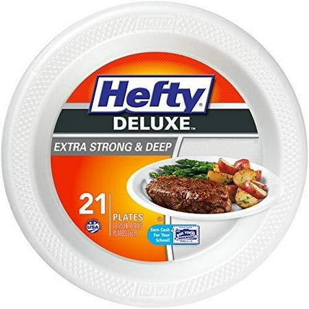 Hefty Deluxe Large Round Foam Party Plates, 21 Count (Pack of 8), 168 Total 
