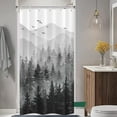 thumbnail image 4 of Black and White Misty Forest Shower Curtain Set Grey Gray Ombre Waterproof Fabric Shower Curtains Nature Tree Mountain Decorative Bathroom Bath Curtain Without Hook (Black, 36 × 72), 4 of 5