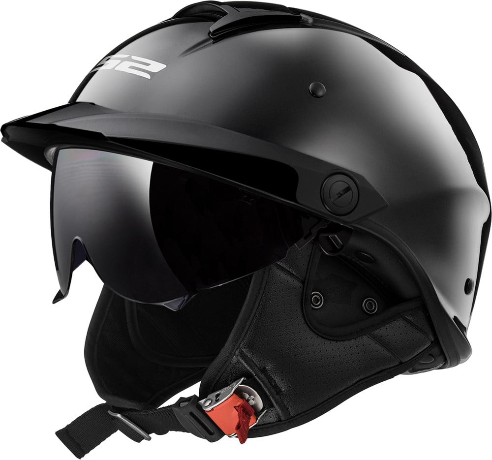 LS2 Helmets Rebellion Solid Half Motorcycle Helmet with Sunshield (Black Chrome, XX-Large