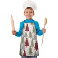 thumbnail image 2 of Multicolor Christmas Tree Pattern Kids Aprons for Girls and Boys,Adjustable Neck Strap Toddler Aprons for Kids Cooking Baking, 2 of 7