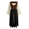 thumbnail image 7 of Women's Renaissance Dress Bell Sleeve Medieval Costume Lace Up Peasant Bodice Layered Maxi Skirt for Fair Tavern Halloween Cosplay Irish Overdress Vintage Gown, 7 of 7
