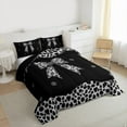 thumbnail image 3 of Castle Fairy Teens Black Grey Bow-Tie Bedding Comforter Set 2pcs,Animal Leopard Cheetah Print Twin Comforter Sets Microfiber,Old Fashion Dreamy Princess Breathable Bedding Set, 3 of 8