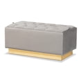thumbnail image 2 of Baxton Studio Powell Glam and Luxe Grey Velvet Fabric Upholstered and Gold PU Leather Storage Ottoman, 2 of 10