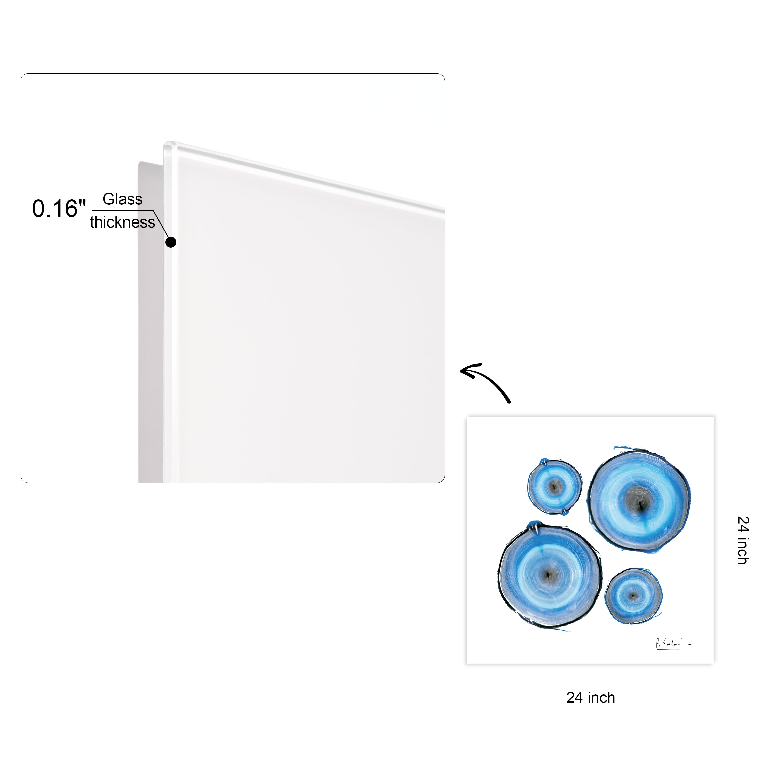 Empire Art Direct Mineral Rings II Frameless Free Floating Tempered Glass Panel Graphic Wall Art, 24" x 24" x 0.2", Ready to Hang
