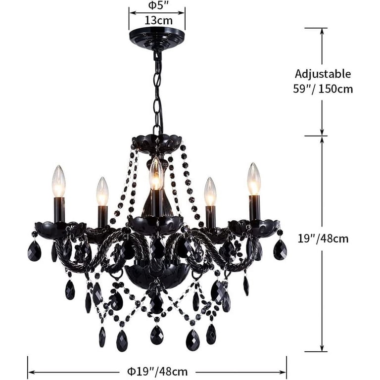 Saint Mossi Modern K9 Crystal Chandelier,Black Chandelier with 5