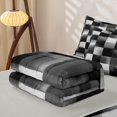 thumbnail image 6 of Homewish Black Ombre Checkered Zipper Twin Comforter Sets with Fitted Sheet and 2 Pillowcases,Abstract Artwork Zipper Bedding Set,Light Gray Reversible,4pcs, 6 of 8