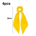 thumbnail image 2 of 4 Pieces Hair Scrunchies Bowknot Satin Chiffon Long Tail Elastics Ribbon Bow Scarf Scrunchie Vintage Ponytail Holder Ties Bands Accessories for Women,White+yellow,White+yellow，G22521, 2 of 7