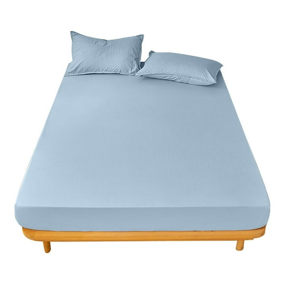NANDIYNZHI Big Deals Solid Color Japanese Yarn Dyed Single Bed Cover Pillowcase Set Bed Sheet And Pillow Case + 1 Pair Queen Comforter Set Sky Blue