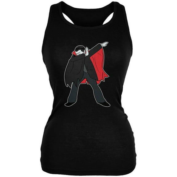Halloween Dabbing Dracula Vampire Juniors Soft Tank Top Black X-LG
