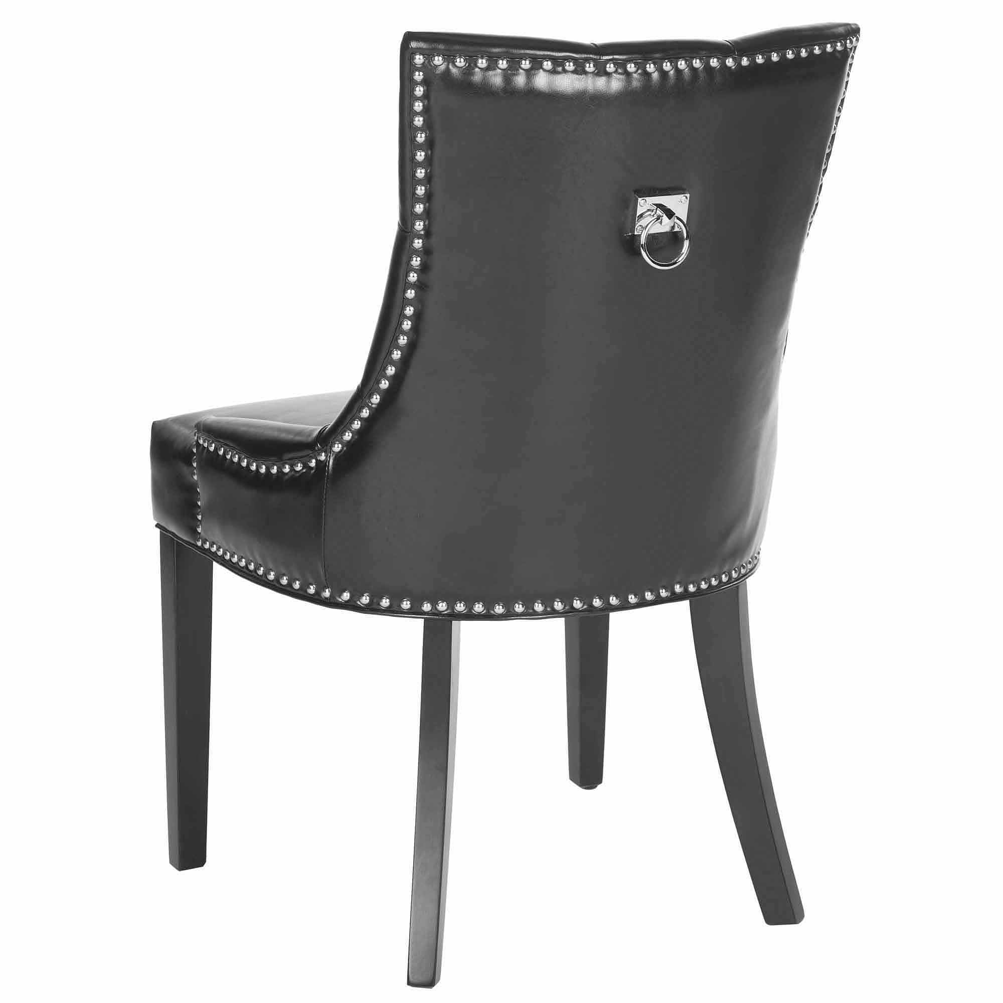 SAFAVIEH Harlow Glam Tufted Ring Chair with Silver Nailheads, Set of 2, Black