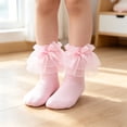 thumbnail image 2 of Abcomgle Toddler Girl Socks with Big Ruffle Lace Frilly Turn Cuff Dress Socks | Uniform Back To School Wedding Wear Size 18M - 9 Years Pink, 2 of 5