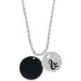 thumbnail image 1 of Delight Jewelry Acrylic 7/8" Disc Black Silvertone Script Initial Disc - & - Charm Necklace, 20"+3", 1 of 4
